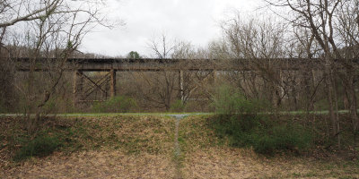The railroad line across the berm