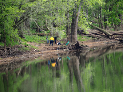 Fishing along the banks of the river