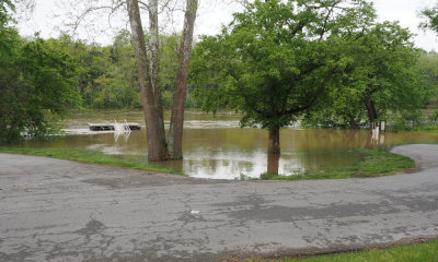 Flooded boat ramp