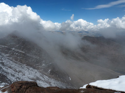 A view from Mount Evans in the clouds