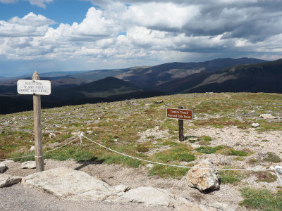 Signs on top of the Alpine Ridge Trail