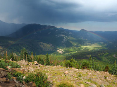 Rainbow at Rainbow Curve in Rocky Mountain National Park