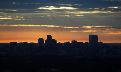 Downtown Denver Skyline - end of the sunrise
