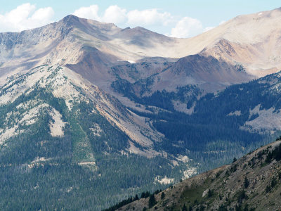 View of Never Summer Mountains from trail to the Continental Divide