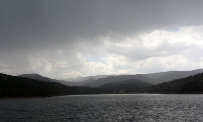 The lake in Nederland, CO, under cloudy skies