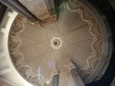 Under the minaret of Hassan II Mosque