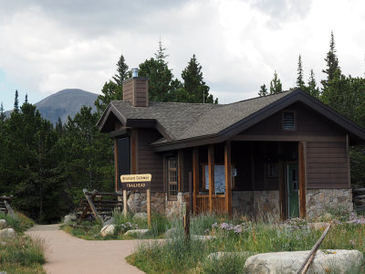 Building at parking lot for Brainard Lake Recreation area trailhead