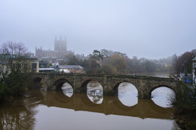 Hereford in the mist