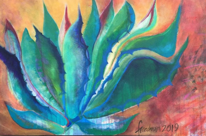 agave1  24 x 36  acrylic on canvas, 2019