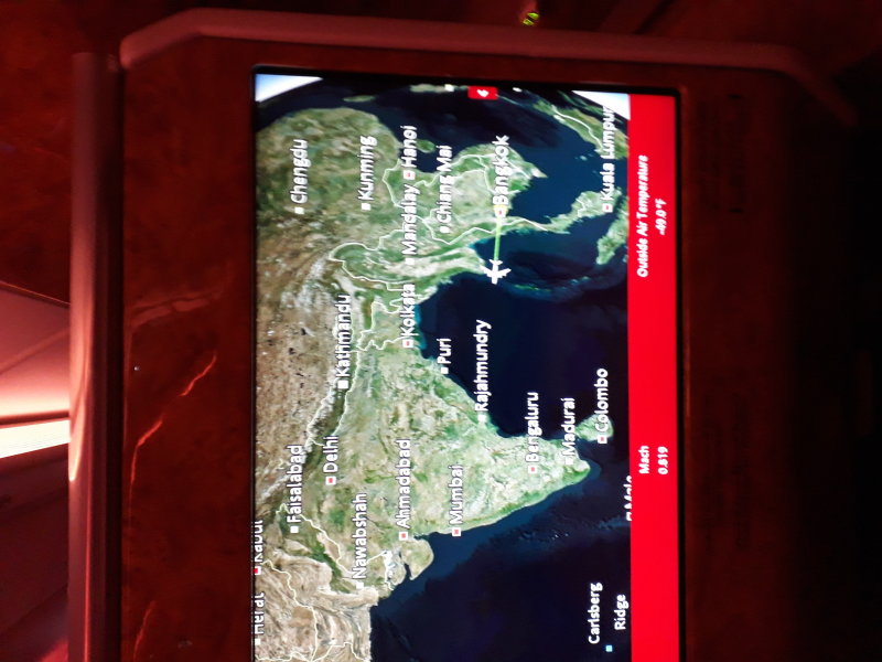 Going home. Over the Bay of Bengal. Emirates 380