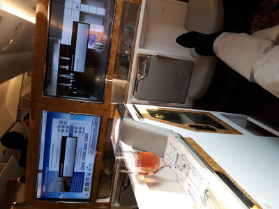 Stretching my legs in the Boeing 777. Dubai-Oslo