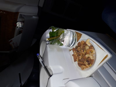 Mojito and snacks. Emirates B 777. Oslo-DUbai