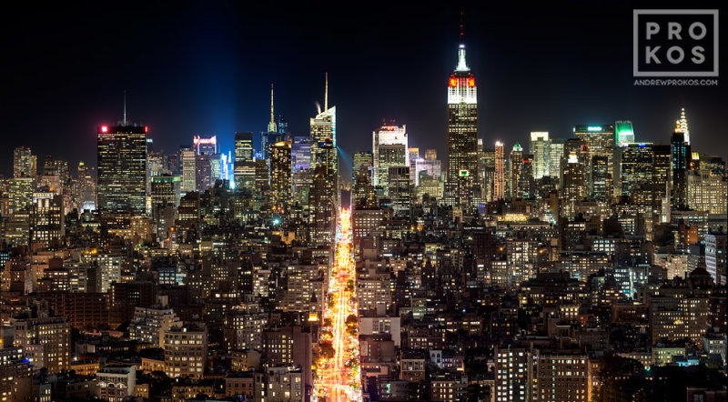 Midtown Manhattan Cityscape from SoHo at Night print from the NYC skylines gallery.