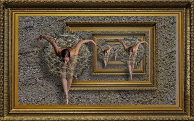 Framed Dandelion Ballerina (9 + 9.5 +10 = > 28.5 GOLD)