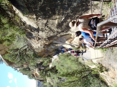 Descending the stairs