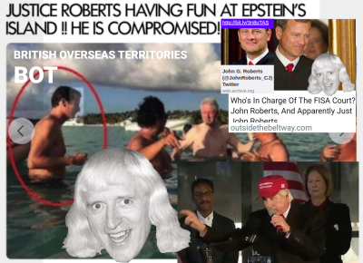 SCOTUS Chief Justice John Roberts on Epstein Island w/Bill Clinton