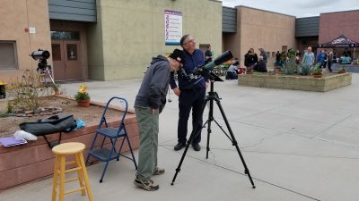 Bill Delleinges and Grant Klassen (aiming at their surreptitious Moon).