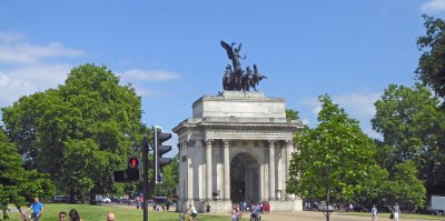 Wellington Arch (1826) is the centerpiece of Hyde Park Corner, London