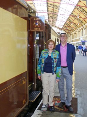Boarding Ione Dining Car on the British Belmond Express