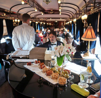 Snacks and Pianist in the Bar Car
