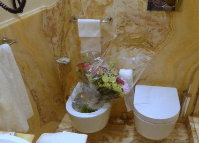 The flowers had to spend the night in the bidet