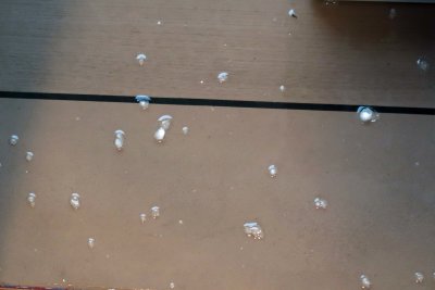 Summer Squall also left some hail on our balcony