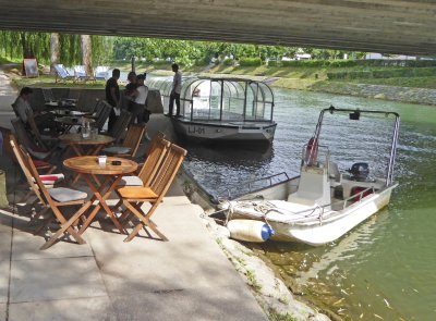 Starting a cruise on the Ljubljanica River, Slovenia