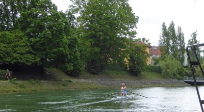 Sculling on the Ljubljanica River, Slovenia