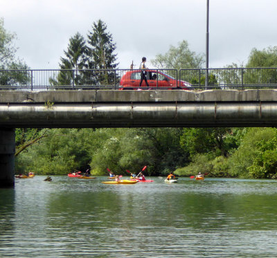 Kayaks on the Ljubljanica River, Slovenia