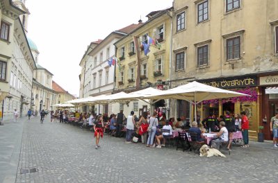 Pedestrian street in Ljubljana, the Capital of Slovenia