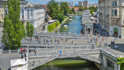 Overhead shot of the Triple Bridge in Ljubljana (from the internet)