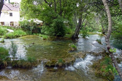 Krka River slows and spreads at some places in Krka National Park