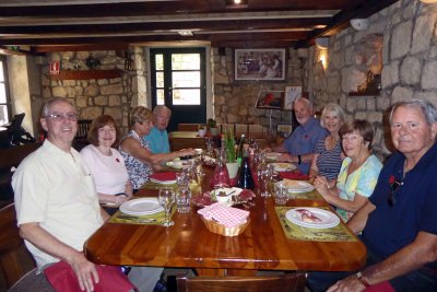 Lunch companions at restaurant in Cilipi, Croatia