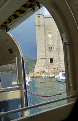 Last look at St. John's Fort (14th Century) protecting the entrance to the Old Town Port of Dubrovnik