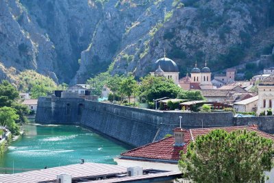 Kampana Tower and Citadel (13th-14th Century) in Kotor, Montenegro are situated on the Skurda River