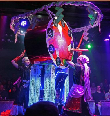 Robot Restaurant show opens with Japanese Taiko Drummers