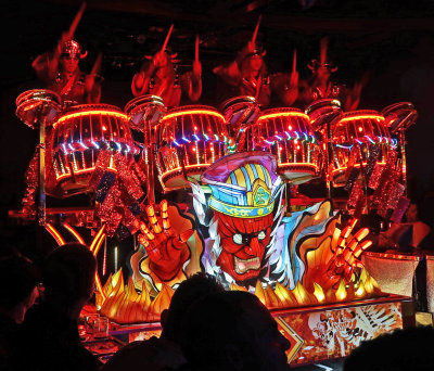 More drummers introduce an evil float at the Robot Restaurant