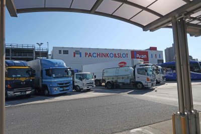 Truck stop on the way from Osaka to Kyoto, Japan