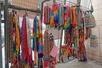 Strings of paper cranes donated to the Atomic Bomb Museum by individuals wishing for peace