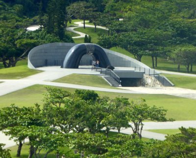 Memorial representing a cave where citizens of Okinawa hid and were killed by Japanese or committed suicide during the battle 