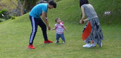 Family enjoying nice weather in Shikina-en gardens