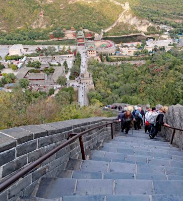 A steep climb on the east side of the great wall at Juyong Pass, China