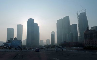 Smoggy morning in Dalian, China
