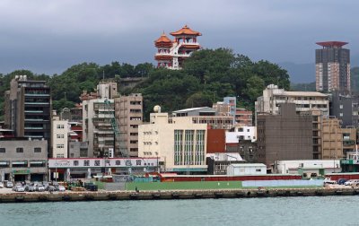 Jinshan Temple overlooks Keelung Harbor in Taiwan