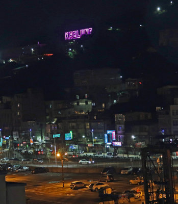 Keelung lighted sign changes colors at night