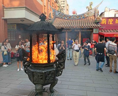 Incense burner at Xia-Hai City God Temple on Dihua Street in Taipei City