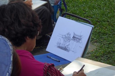 An art student at the Tianin Confucius Temple