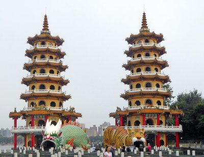 Dragon and Tiger Pagodas at Lotus Pond in Kaohsiung, Taiwan