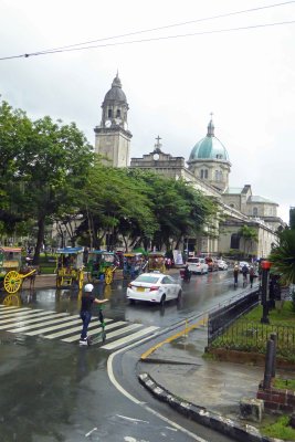 The Manila Cathedral is located in Intramuros, the historic walled city of Manila