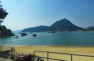 Swimming beach and Middle Island on Repulse Bay in Hong Kong